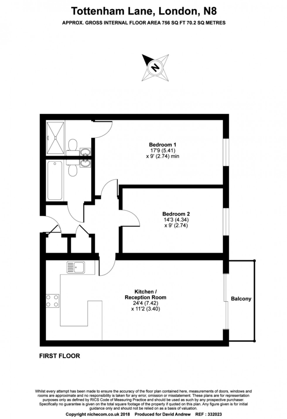 Floorplan for Tottenham Lane, London