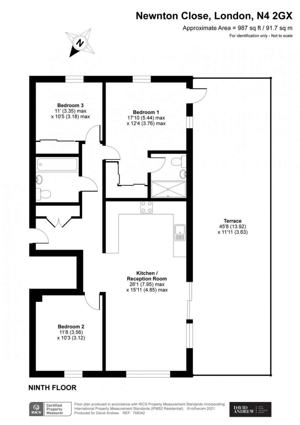 Floorplan for Sandpiper Bulding, Newnton Close, N4 2GX