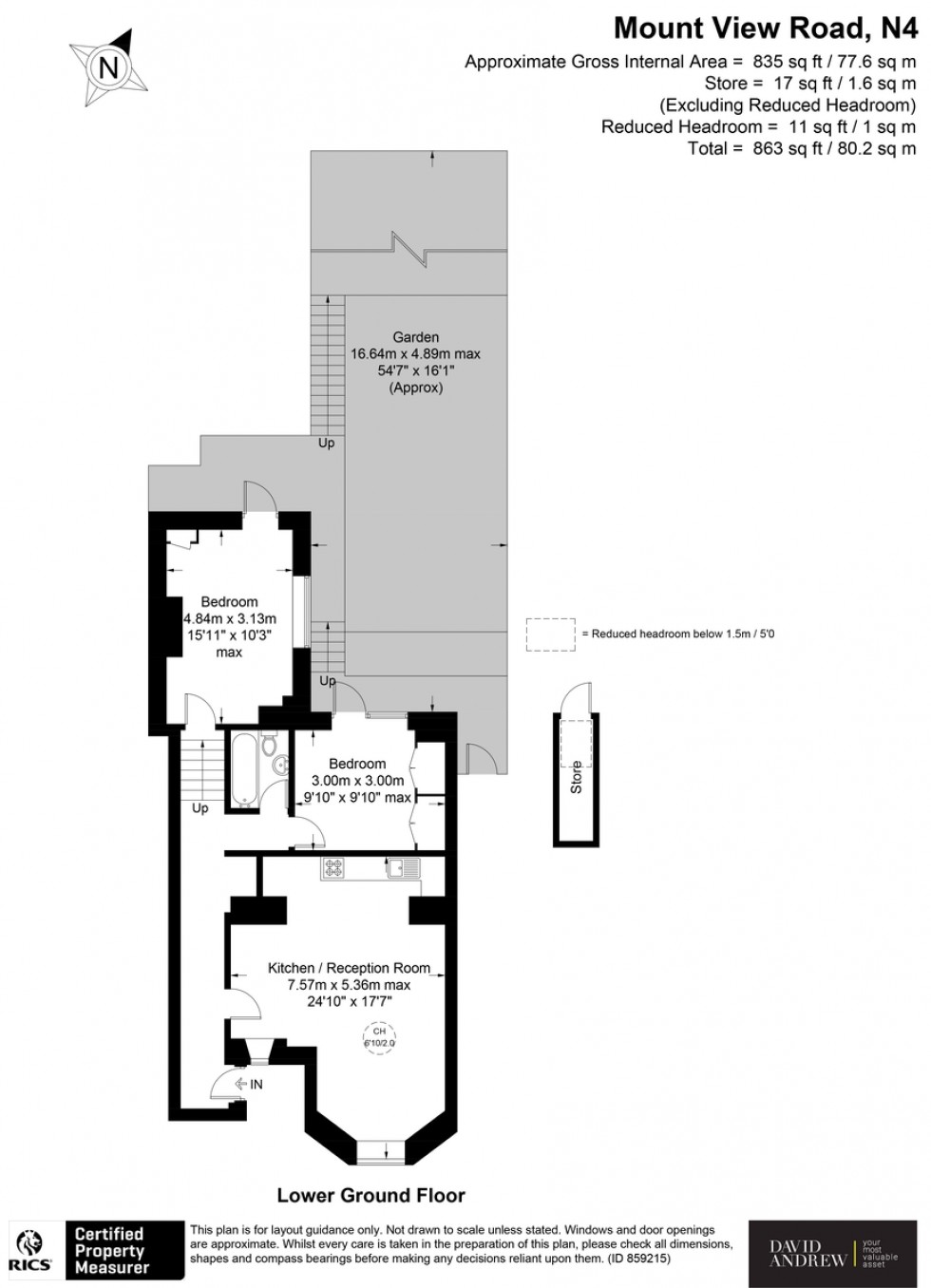Floorplan for Mount View Road N4 4JH