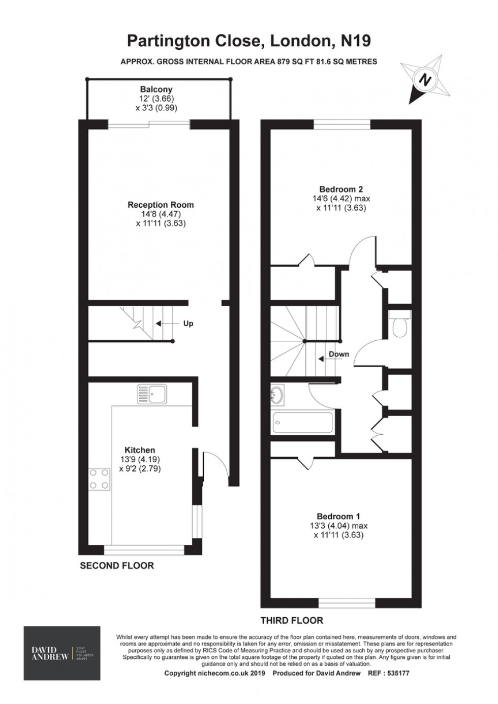 Floorplan for Partington Close N19 3DZ