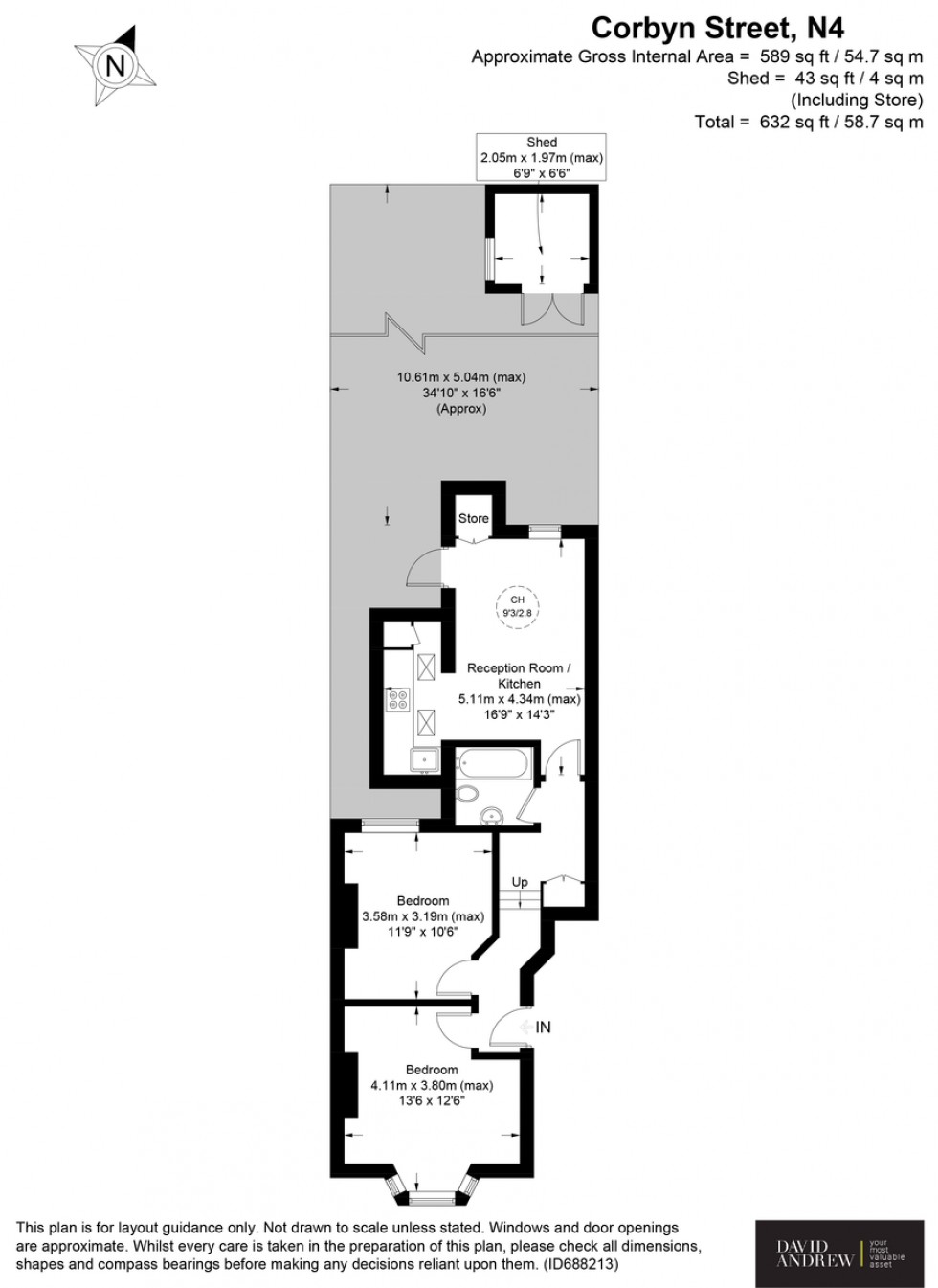 Floorplan for Corbyn Street, N4 3DB