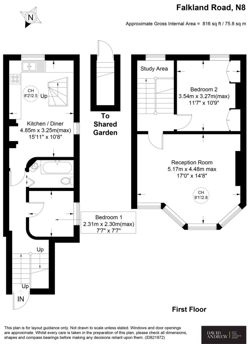 Floorplan for Falkland Road N8 0NX