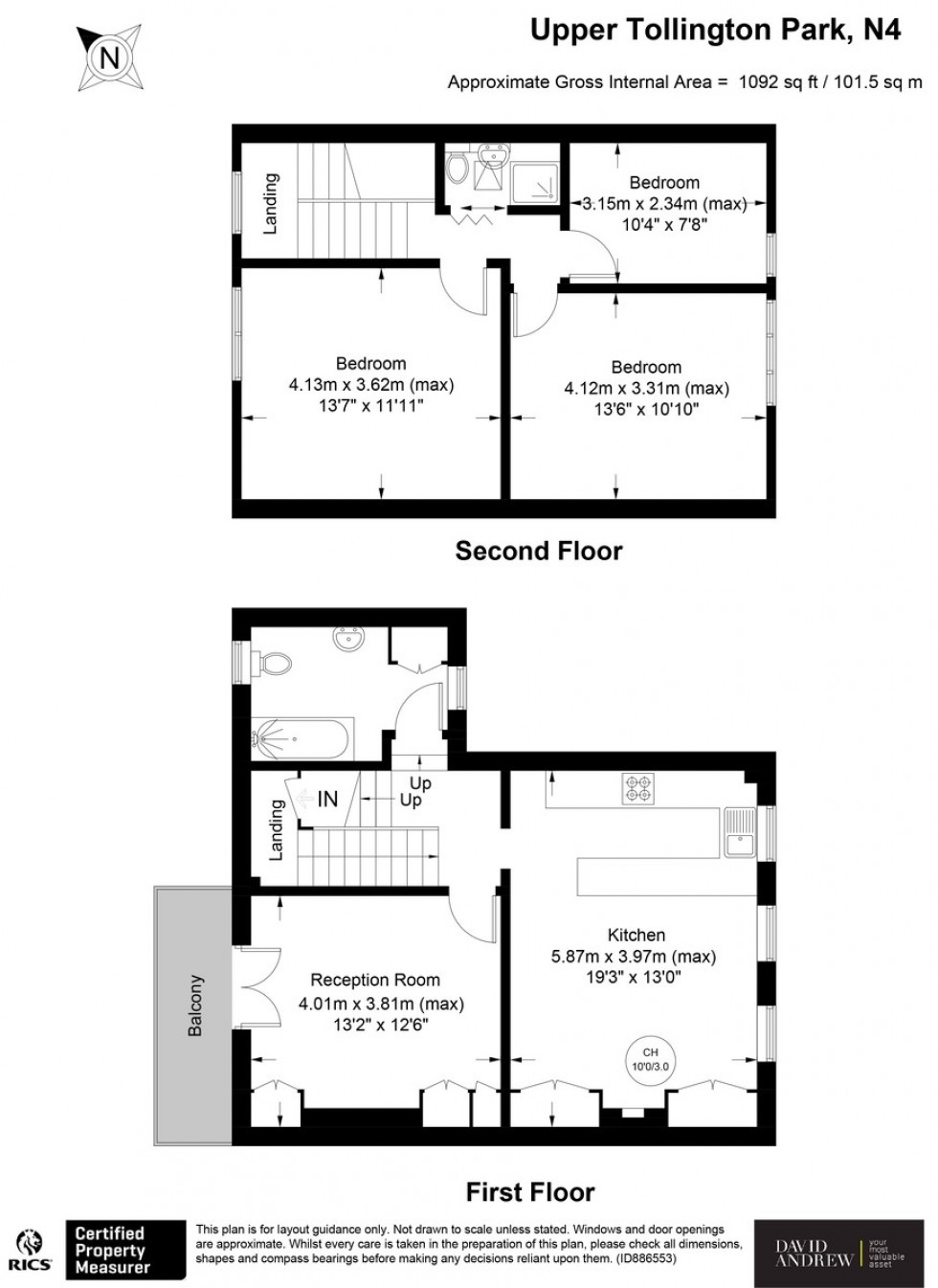 Floorplan for Upper Tollington Park N4 4ND