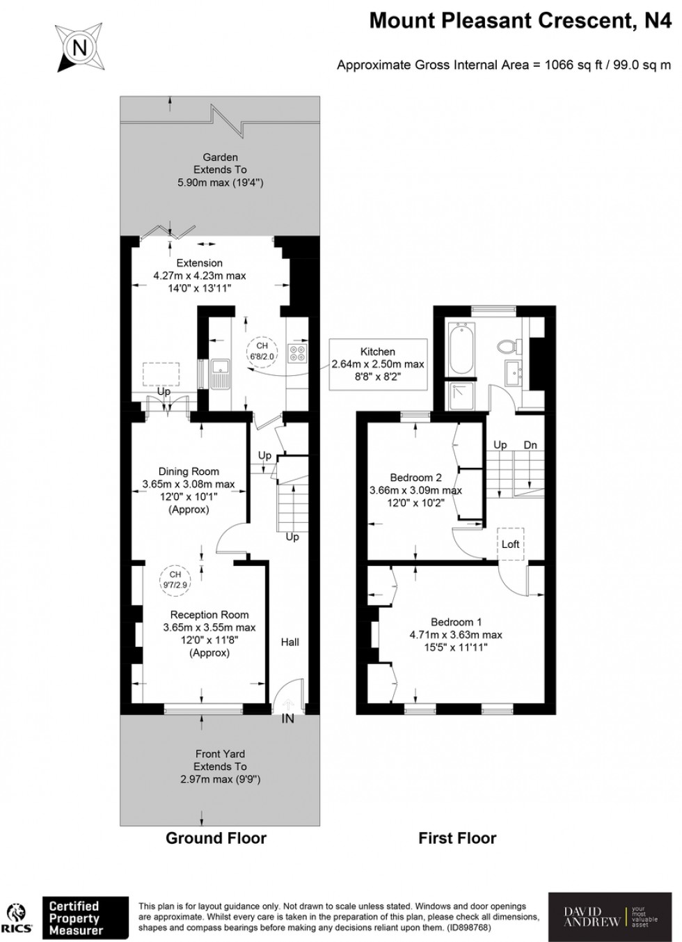 Floorplan for Mount Pleasant Crescent N4 4HP