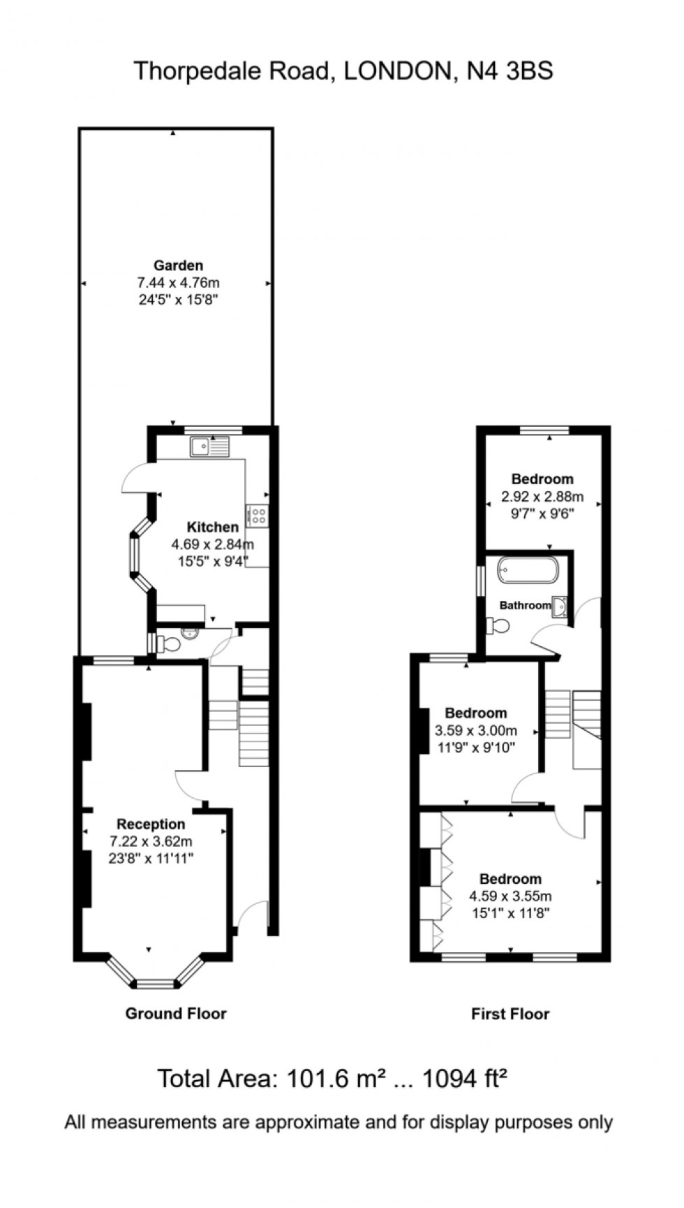 Floorplan for Thorpedale Road N4 3BS