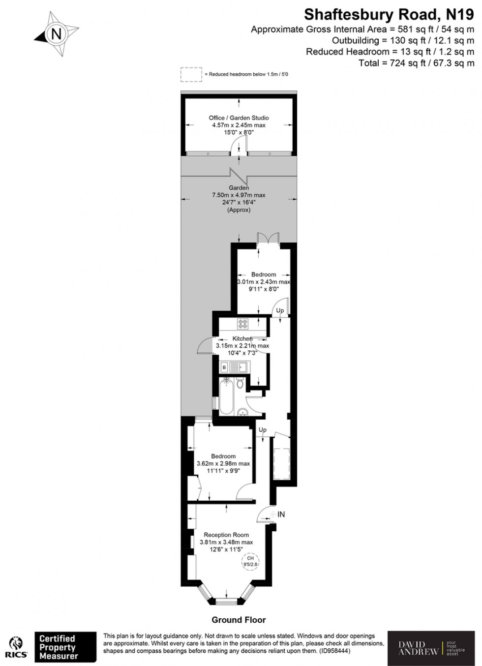 Floorplan for Shaftesbury Road N19 4QN