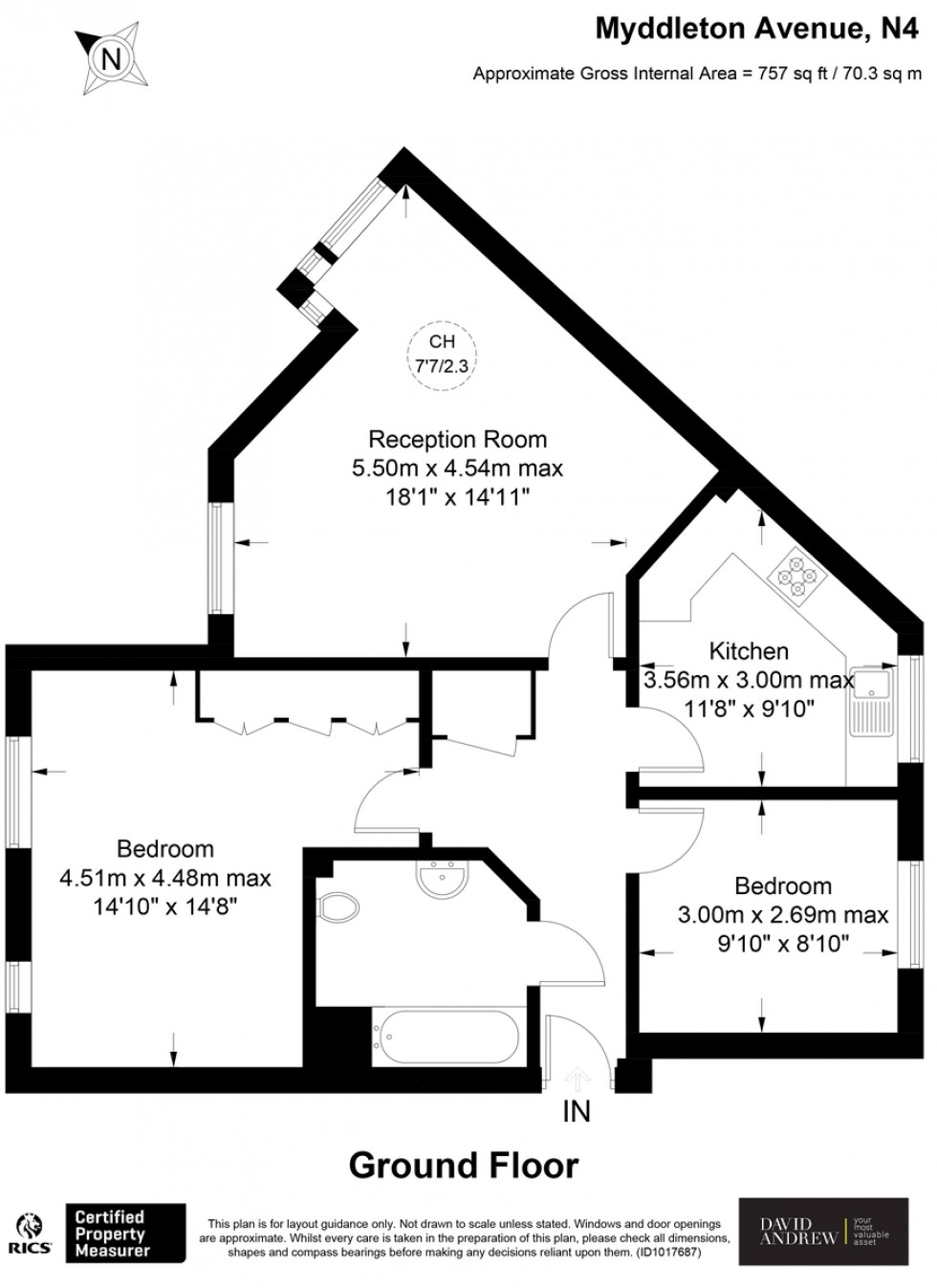 Floorplan for Myddleton Avenue, N4 FA