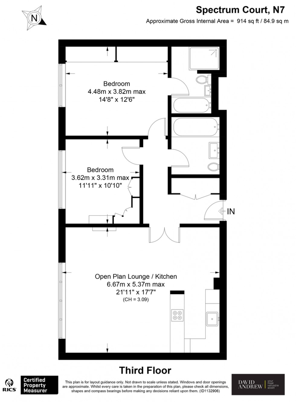 Floorplan for Spectrum Court, N7 6ER