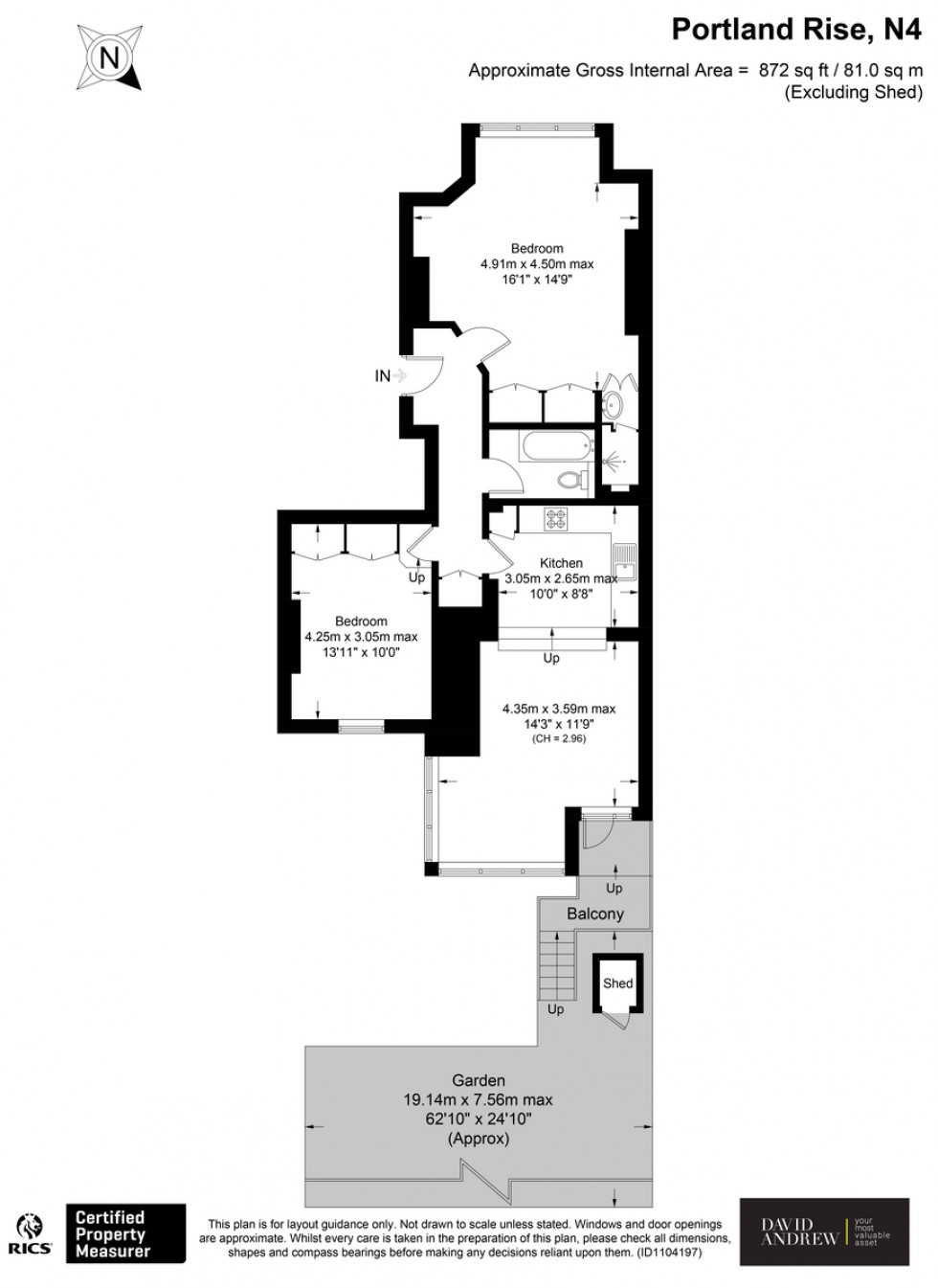 Floorplan for Portland Rise, N4 2PT