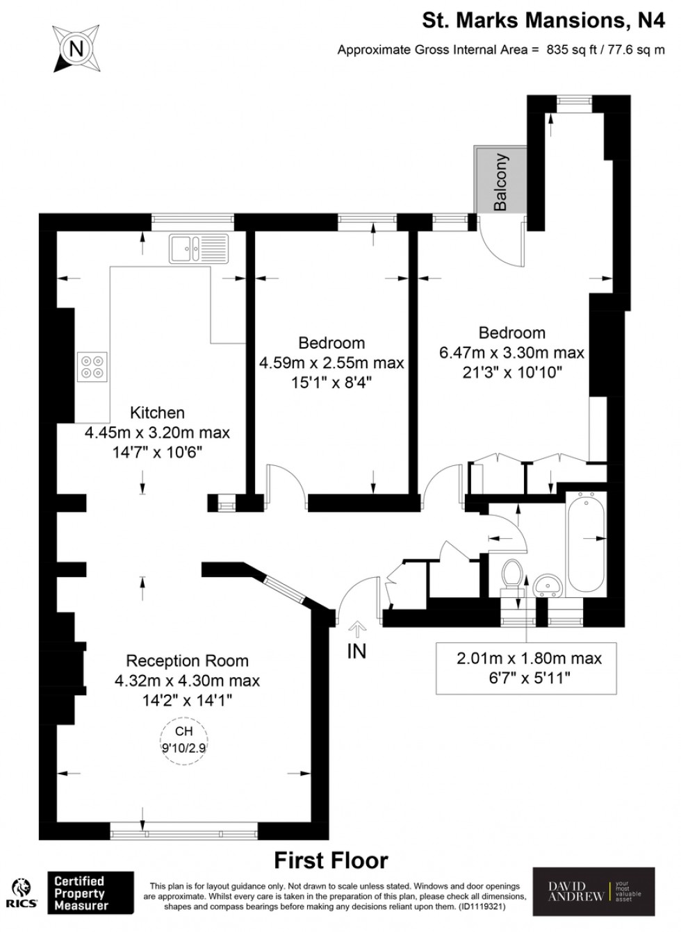 Floorplan for St Marks Mansions, Tollington Park N4 3QZ