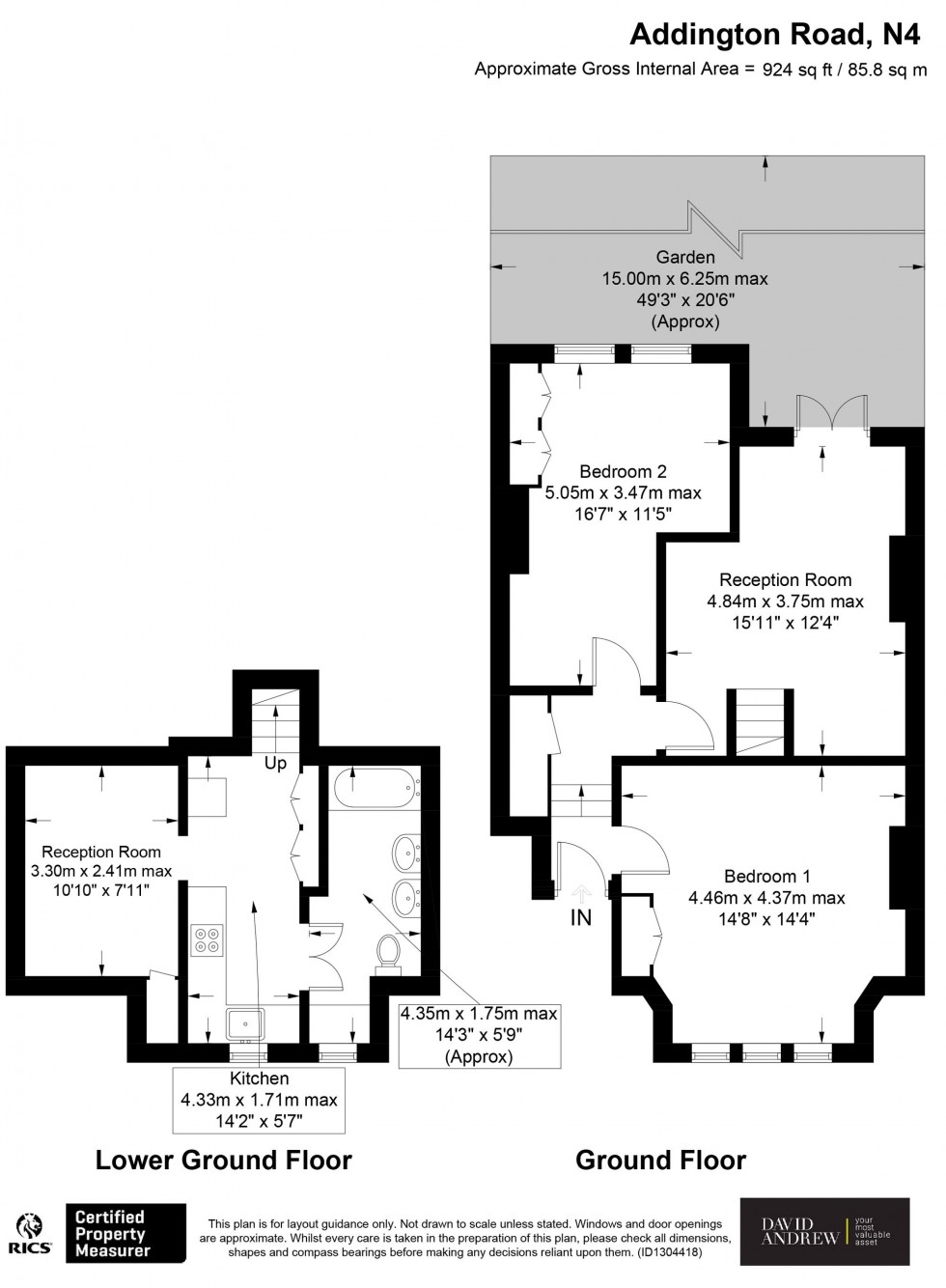 Floorplan for Addington Road, London, N4