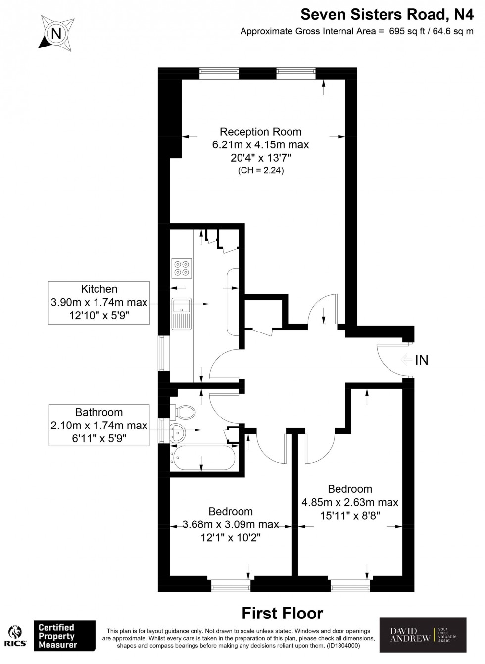 Floorplan for Seven Sisters Road, London, N4