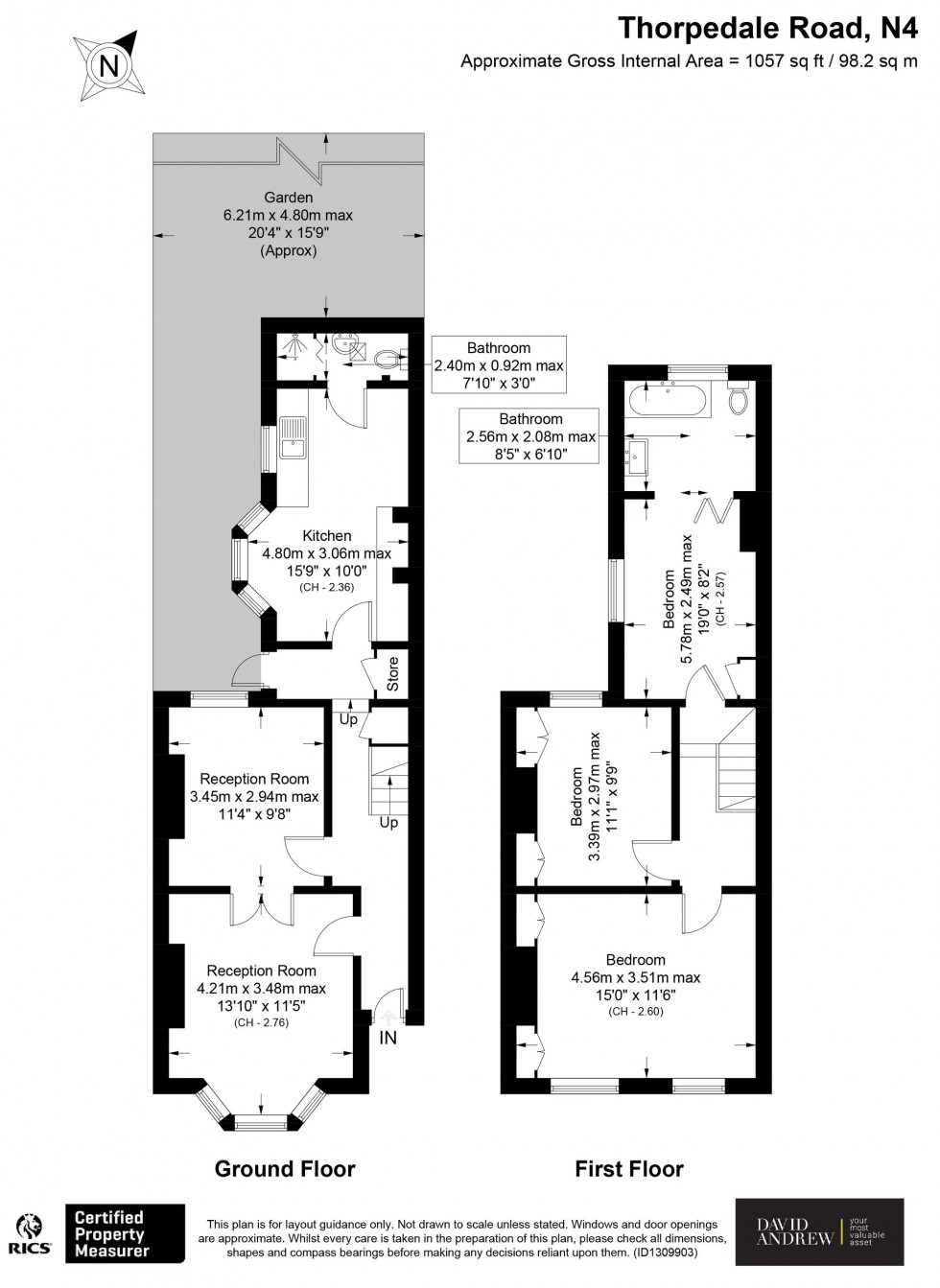 Floorplan for Thorpedale Road, London, N4