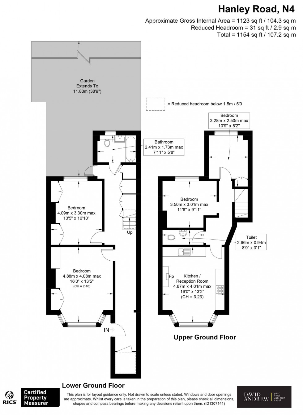 Floorplan for Hanley Road, London, N4