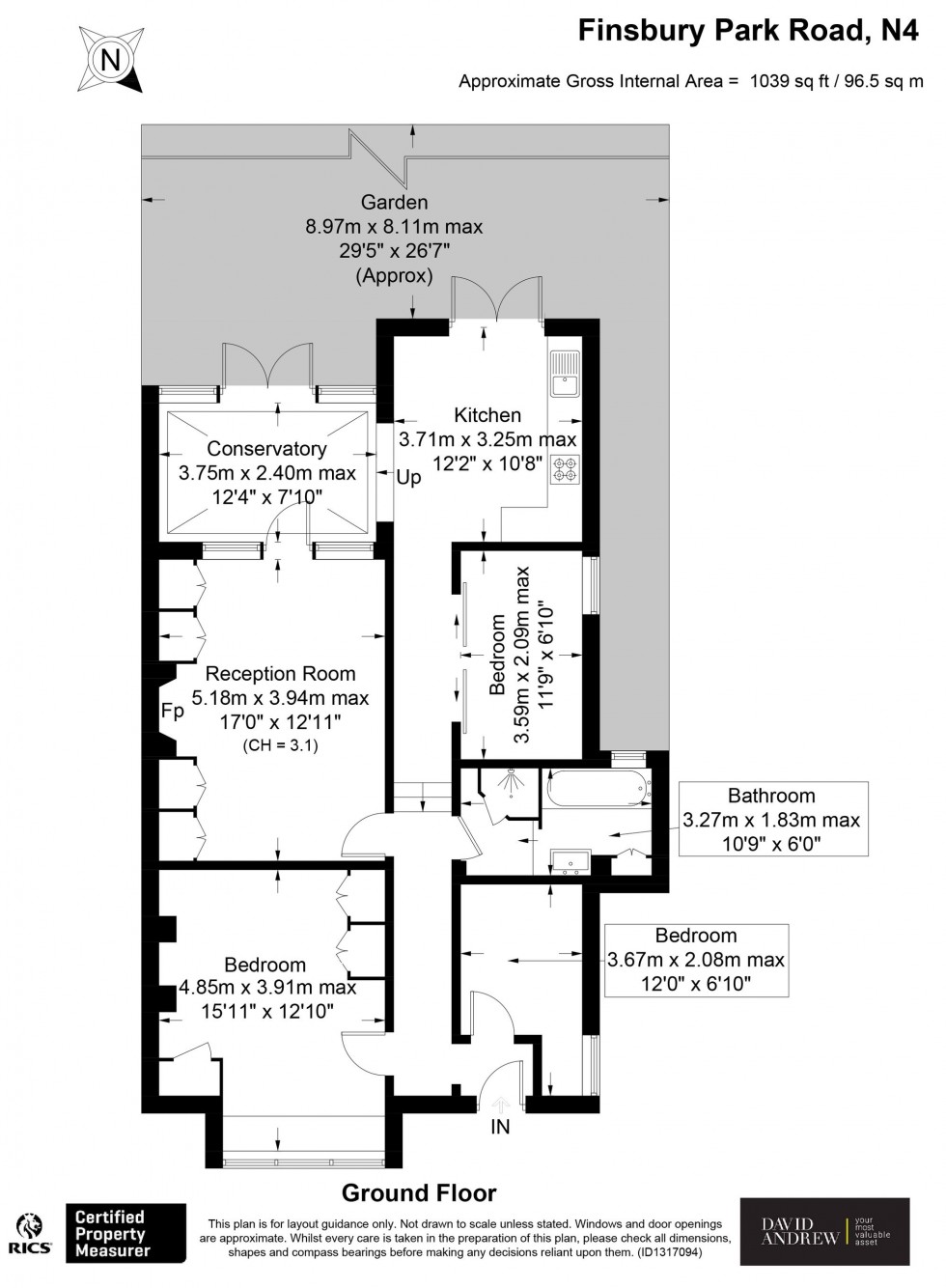 Floorplan for Finsbury Park Road, London, N4