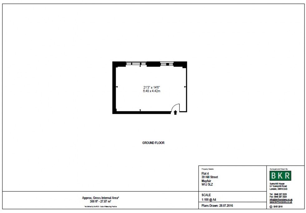 Floorplan for Hill Street, London, W1J