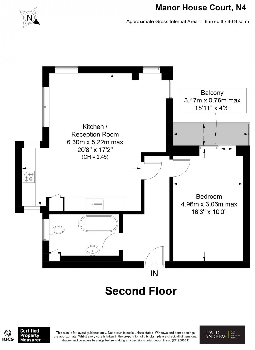 Floorplan for Green Lanes, Manor House Court, N4