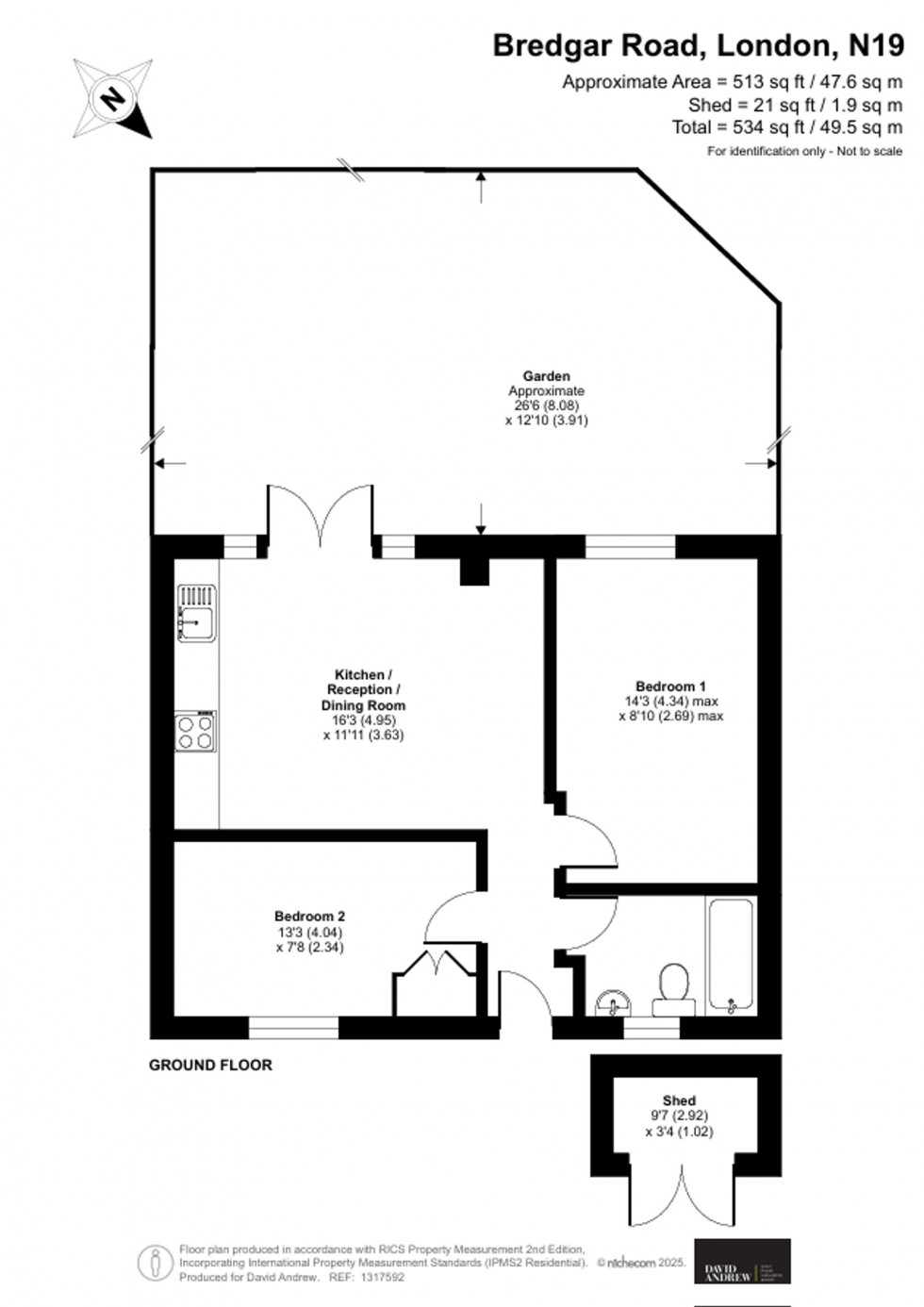 Floorplan for Bredgar Road, London, N19