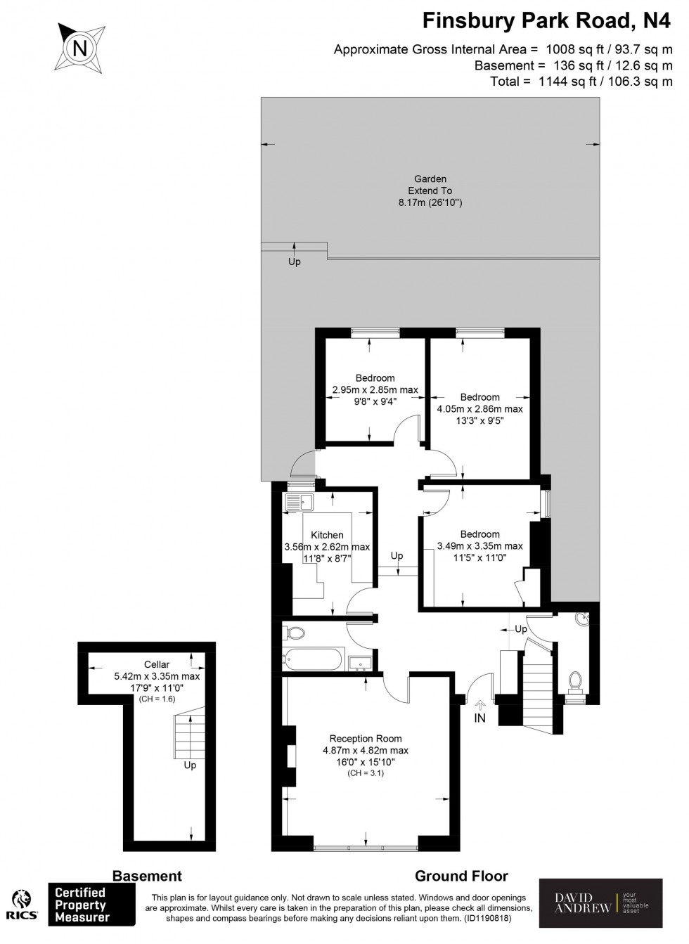 Floorplan for Finsbury Park Road, London, N4