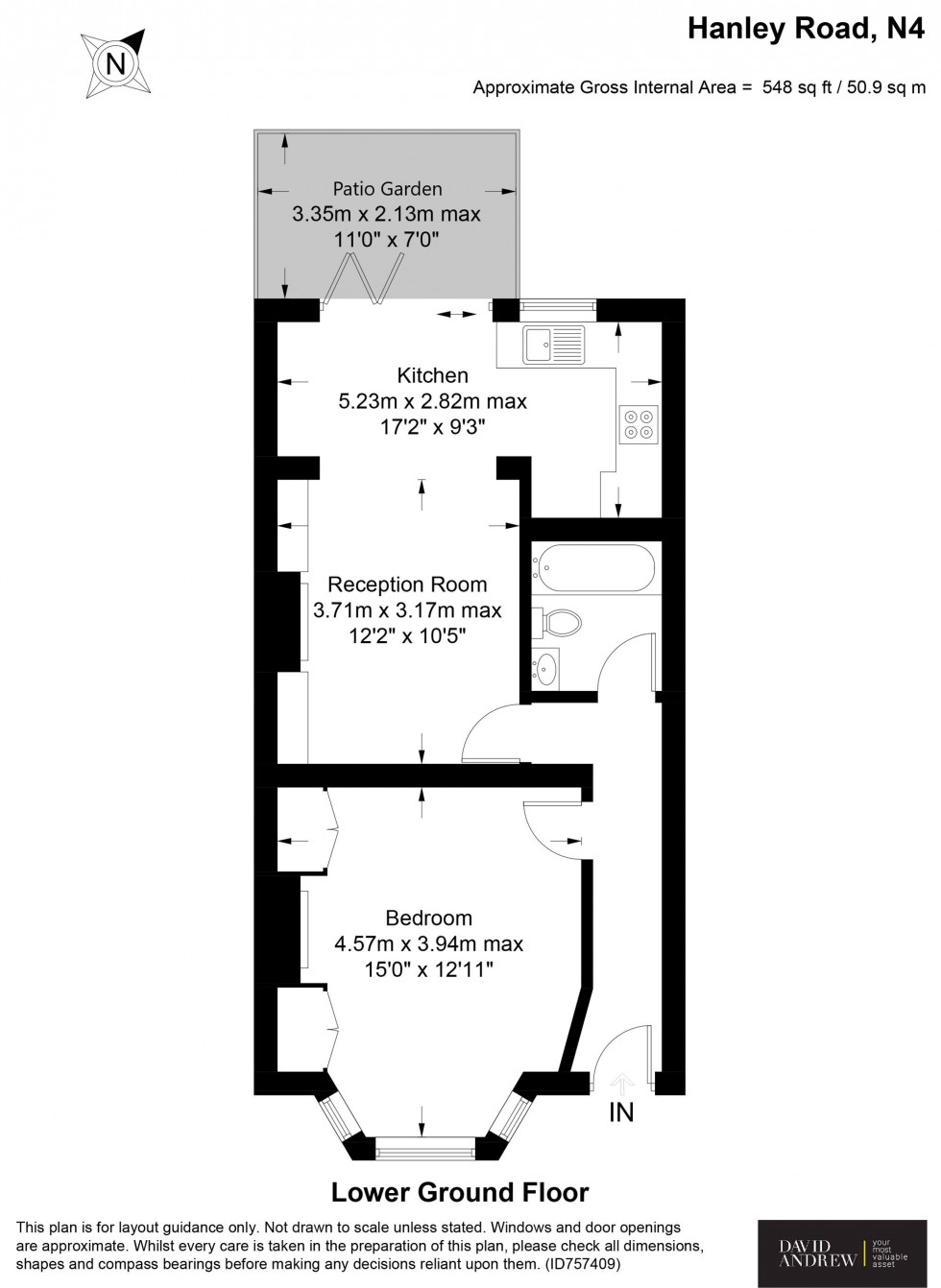 Floorplan for Hanley Road, London, N4
