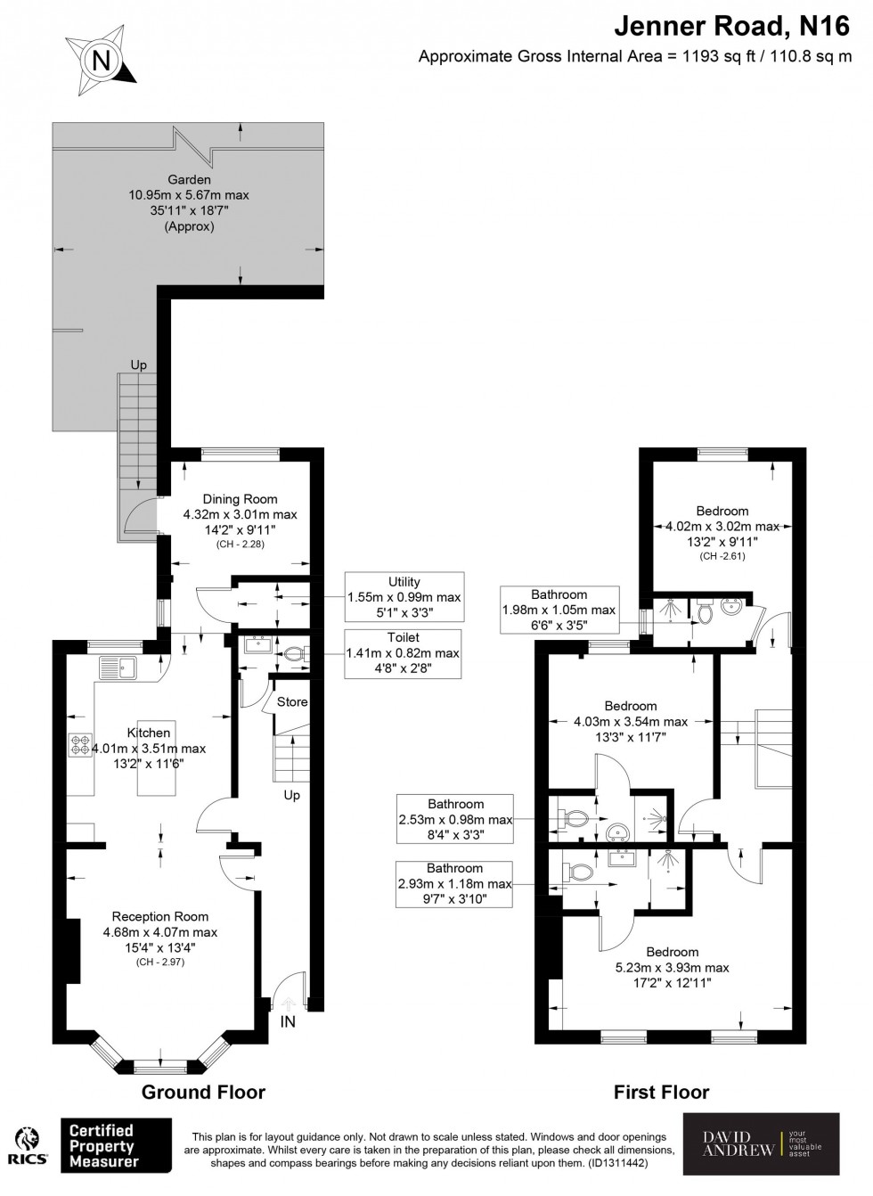 Floorplan for Jenner Road, London, N16