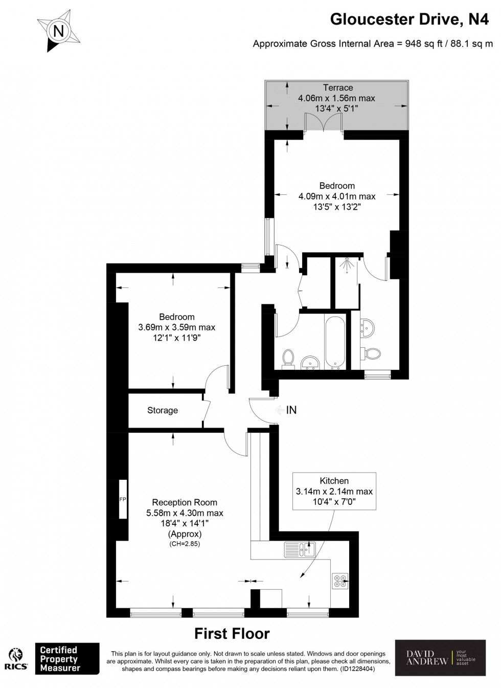 Floorplan for Gloucester Drive, London, N4