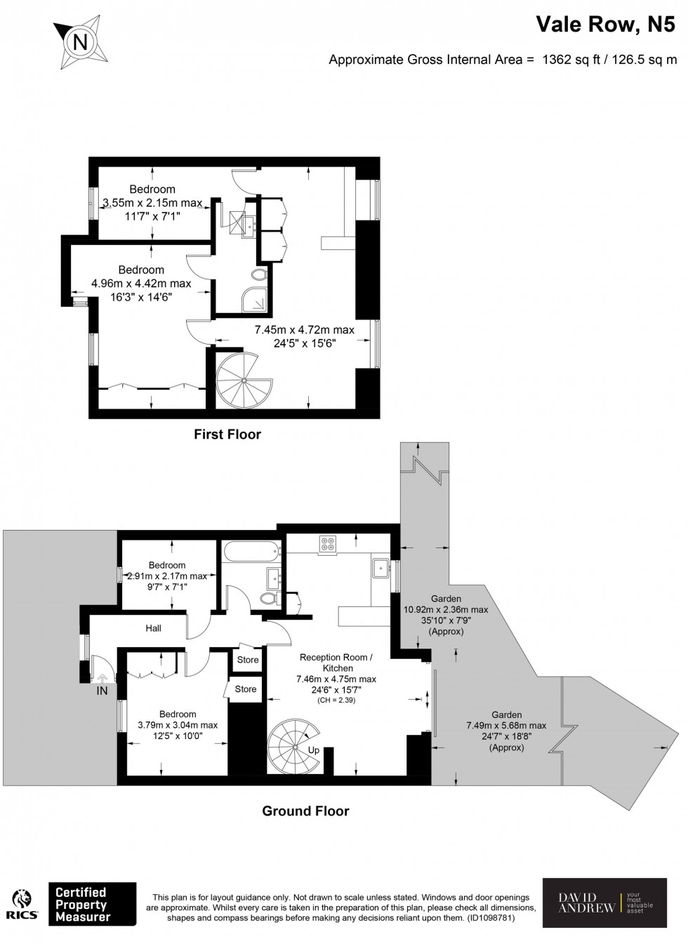 Floorplan for Vale Row, London, N5