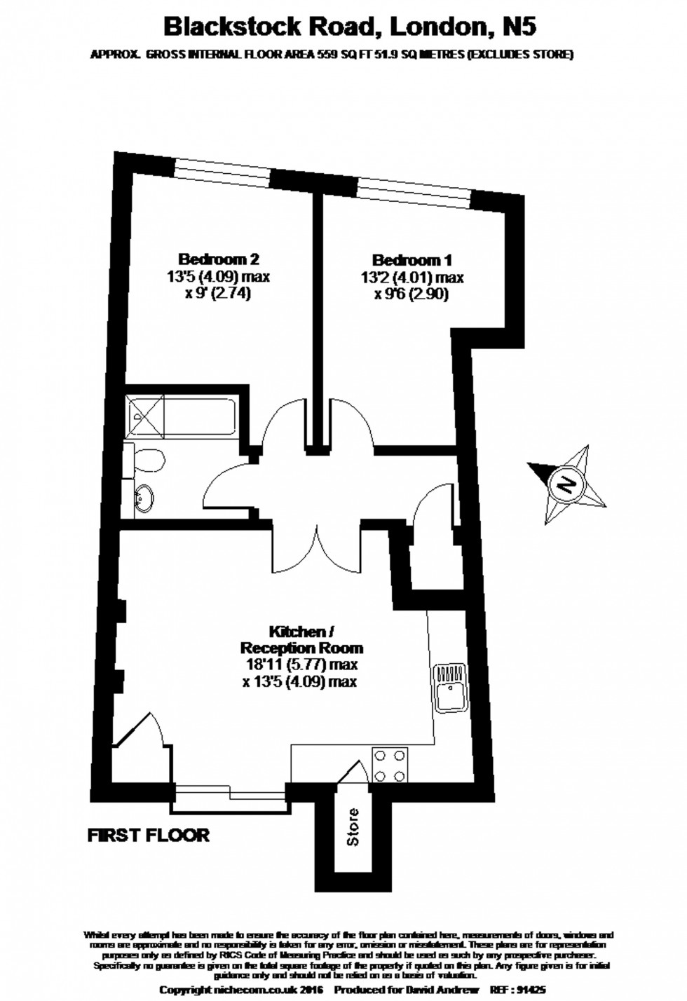 Floorplan for Blackstock Road, London, N5