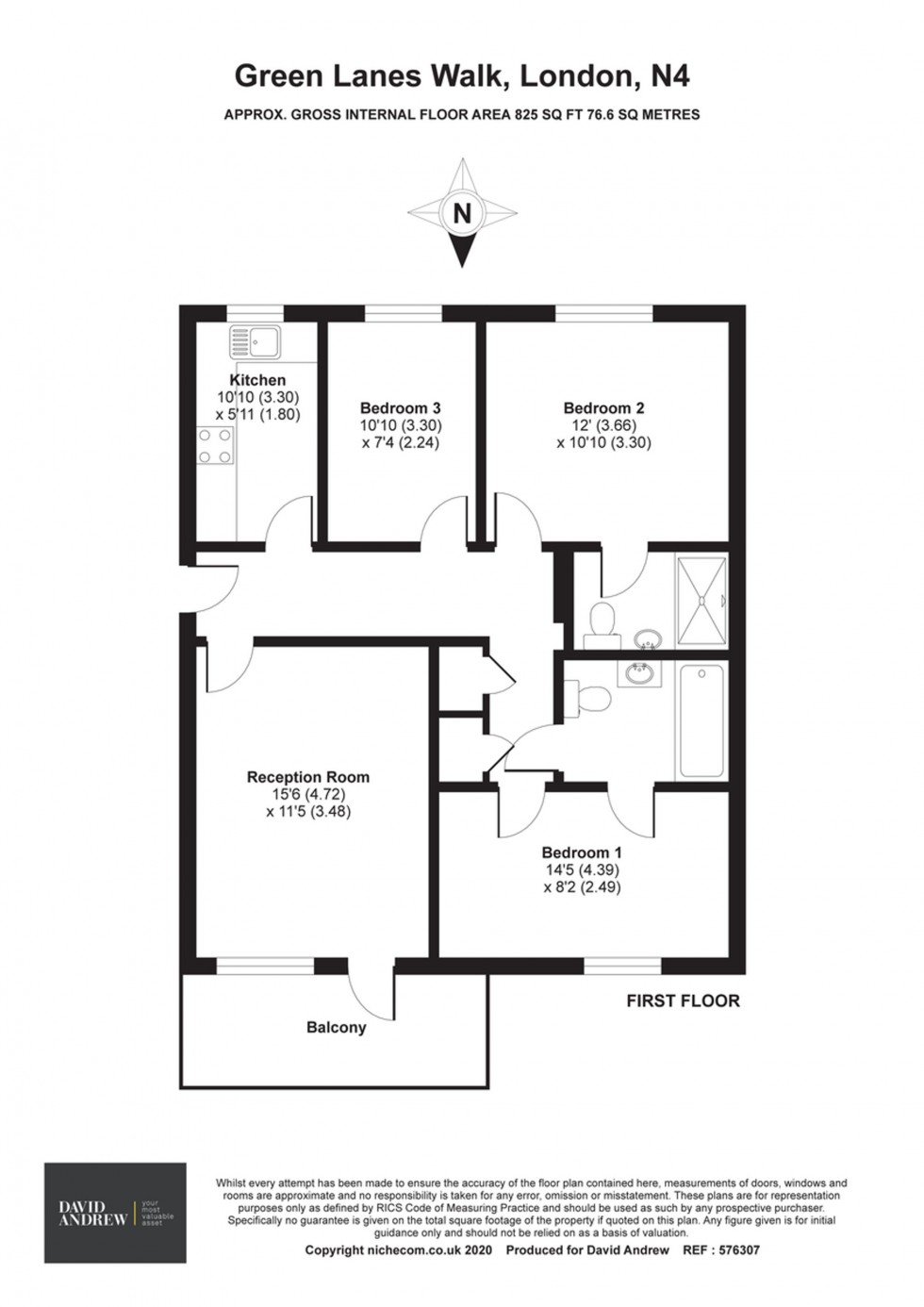 Floorplan for Green Lanes Walk, Lake House, N4