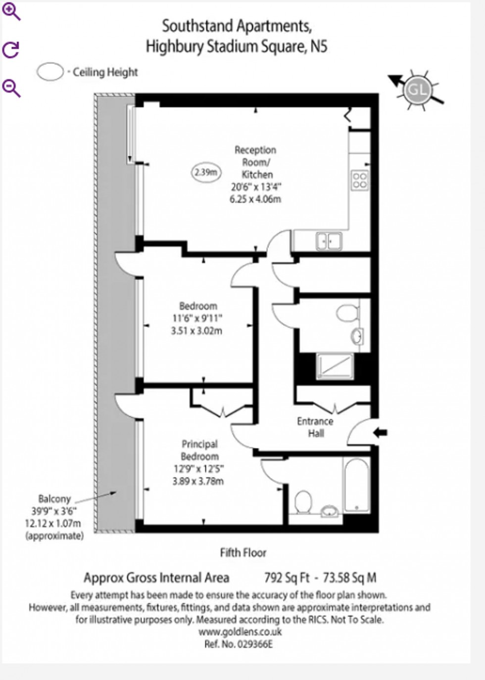 Floorplan for Highbury Stadium Square, London, N5