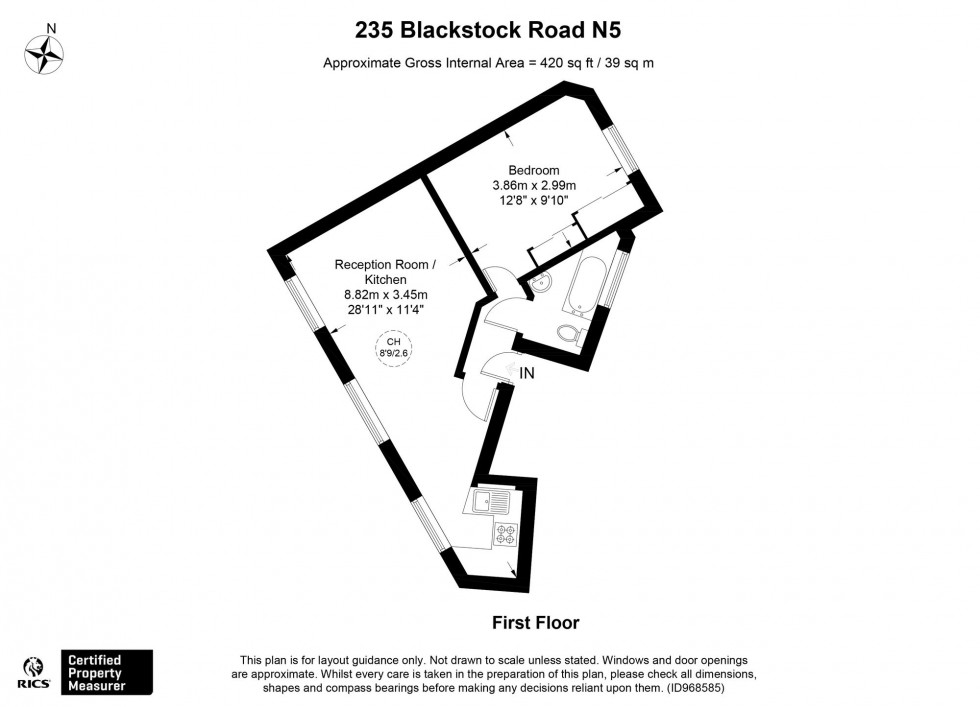 Floorplan for Blackstock Road, London, N5