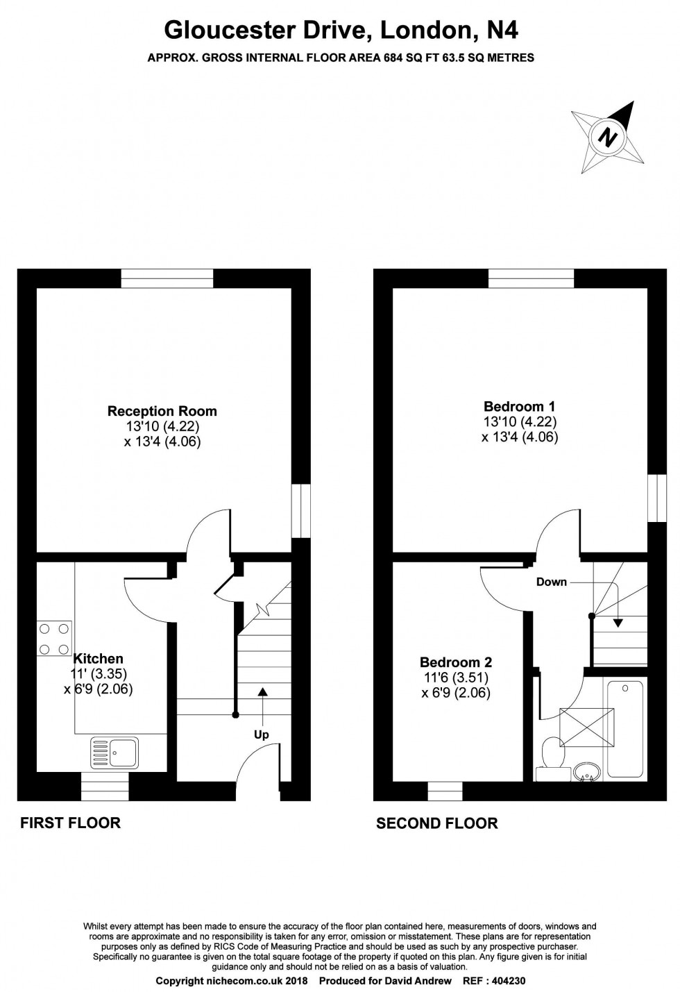 Floorplan for Gloucester Drive, London, N4