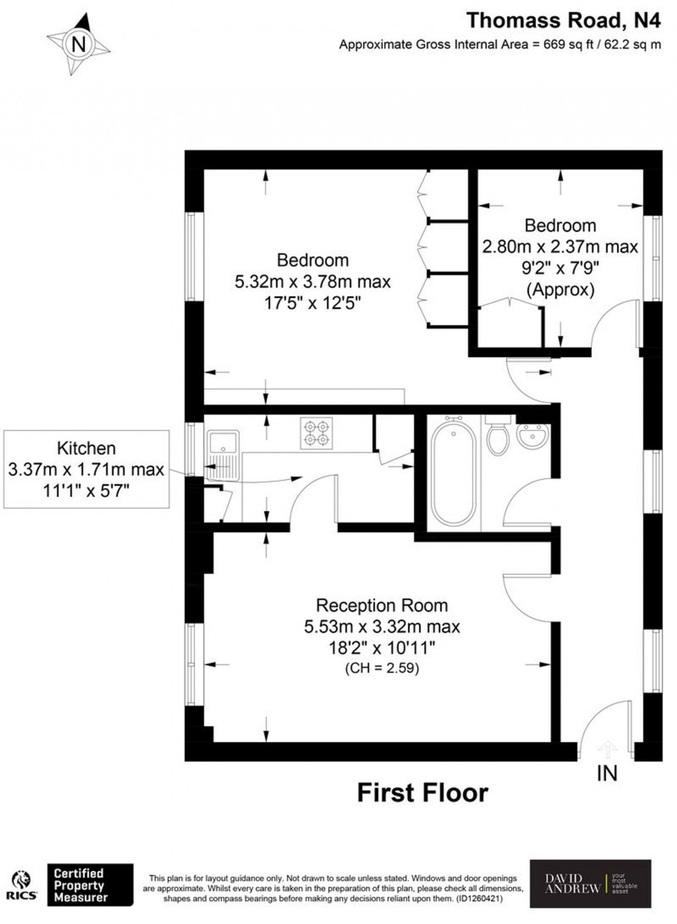 Floorplan for St. Thomas's Road, London, N4