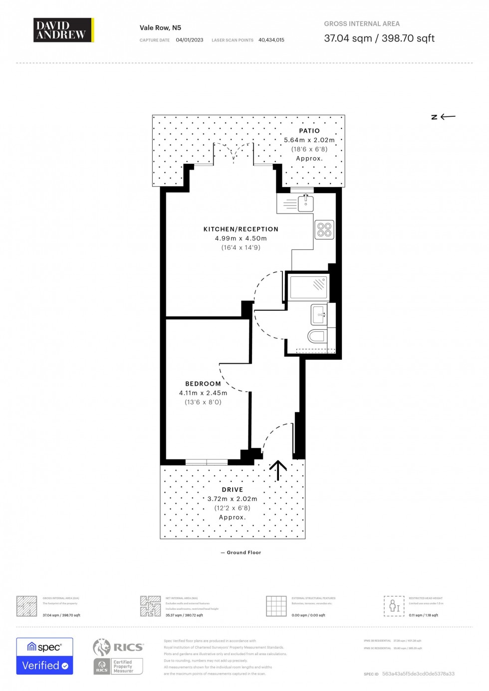 Floorplan for Vale Row, London, N5