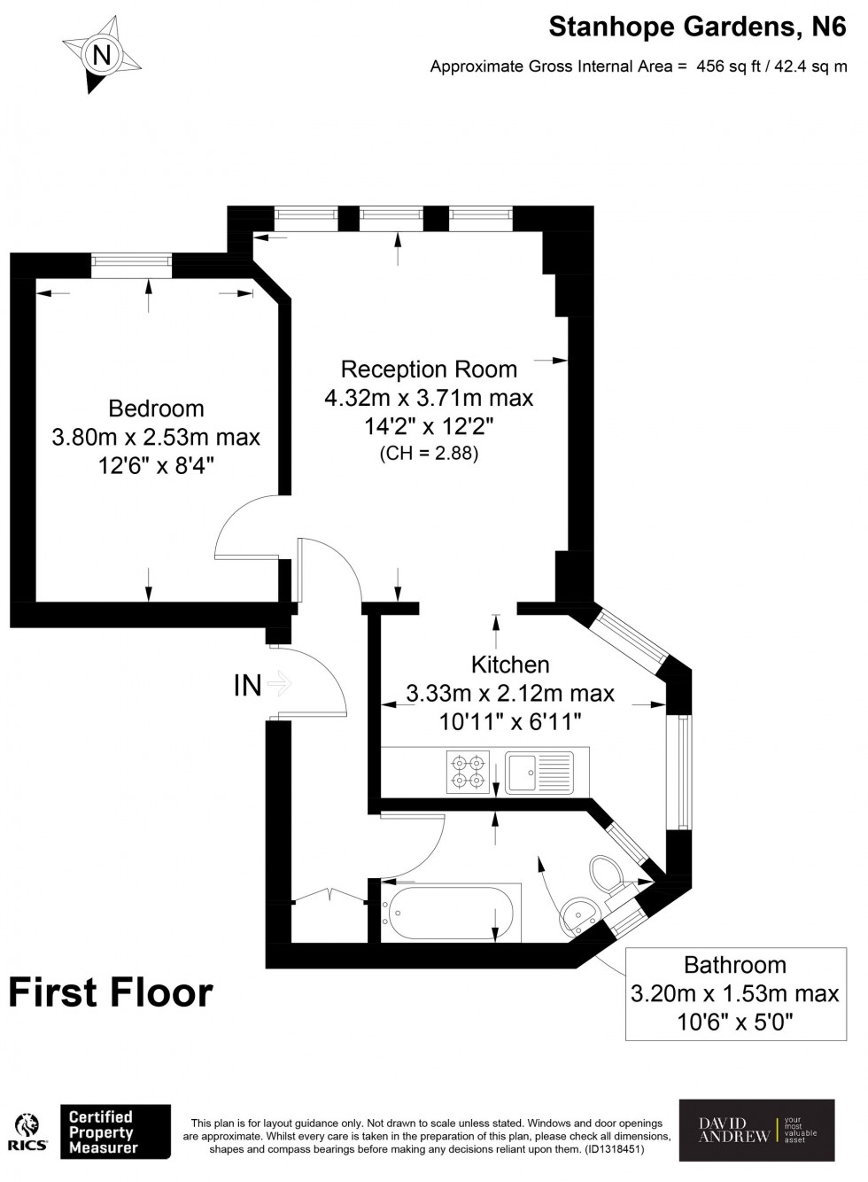 Floorplan for Stanhope Gardens, London, N6