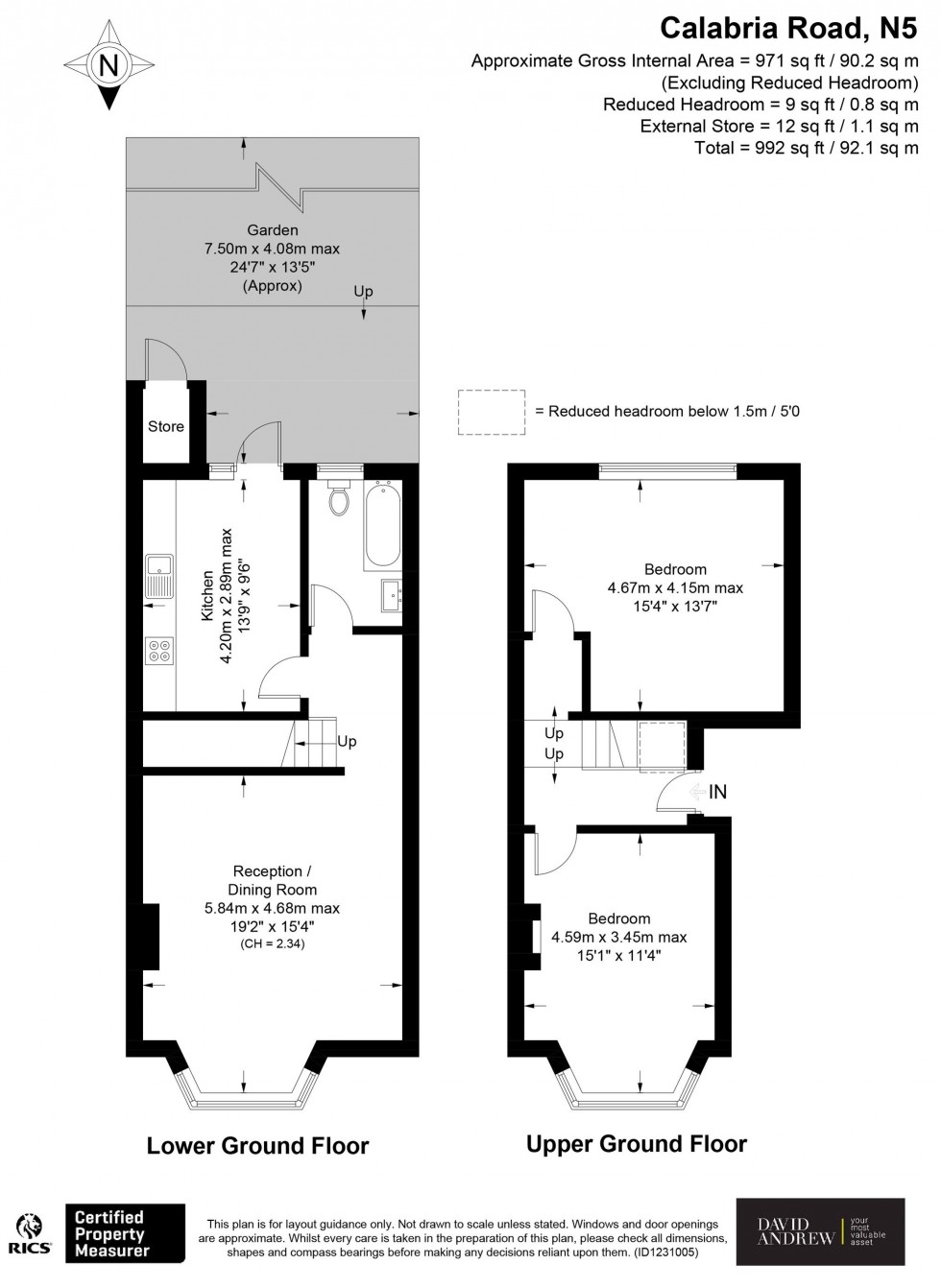 Floorplan for Calabria Road, London, N5