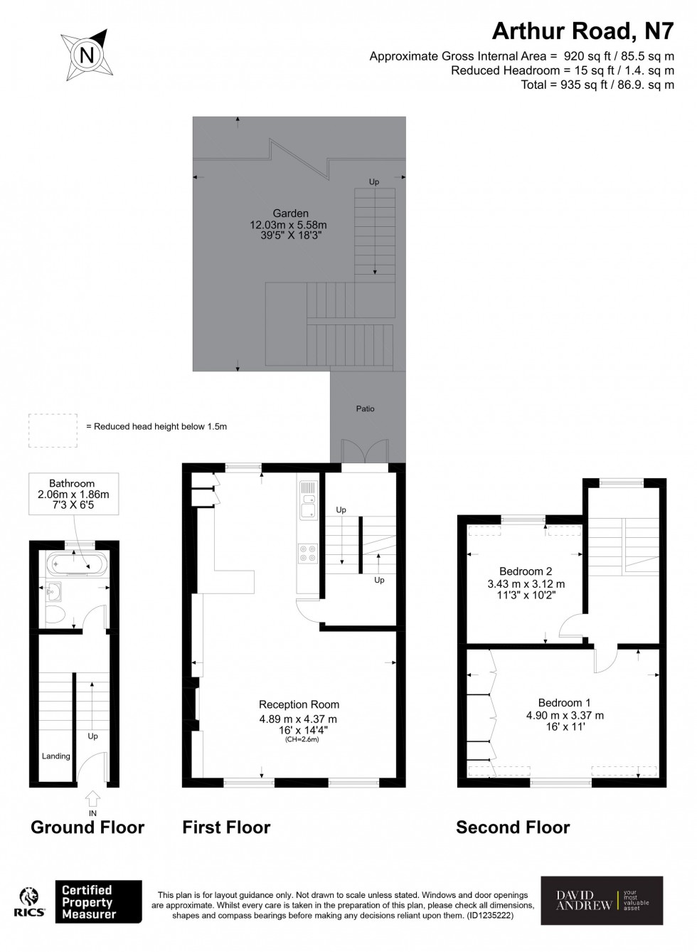 Floorplan for Arthur Road, London, N7