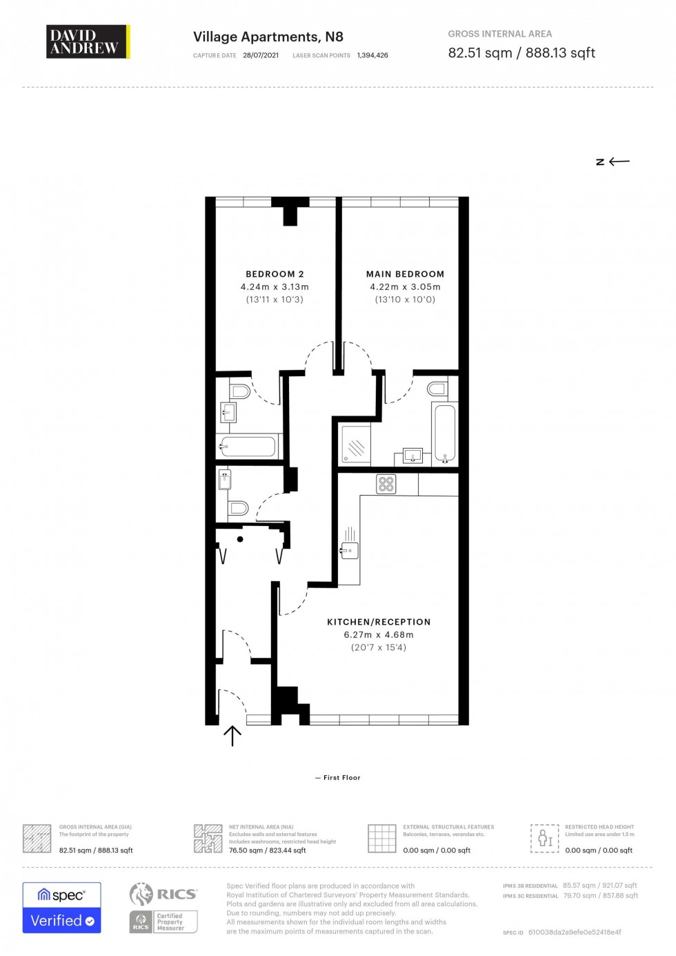 Floorplan for The Broadway, Village Apartments, N8