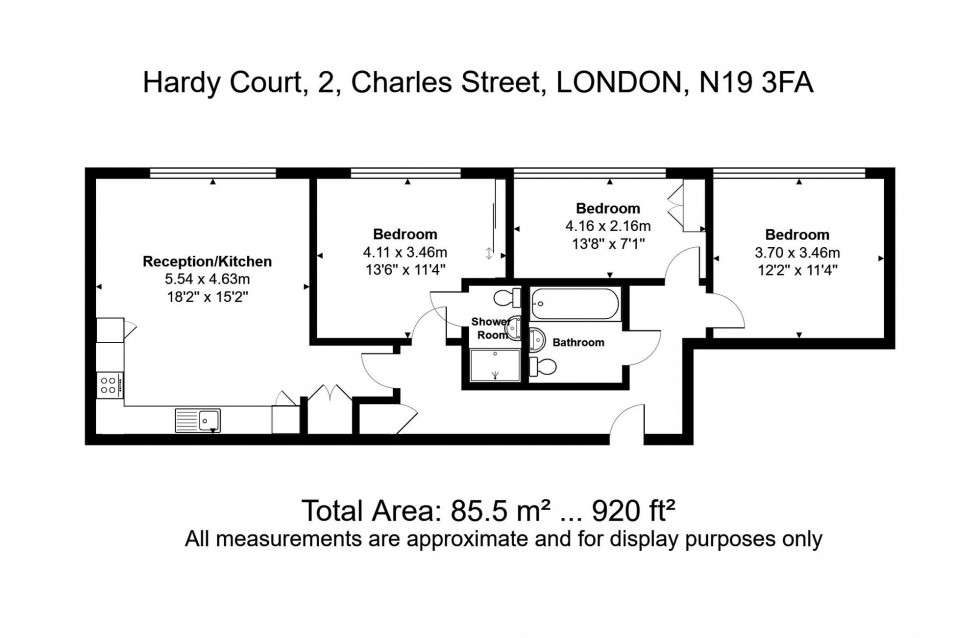 Floorplan for Charles Street, Hardy Court, N19
