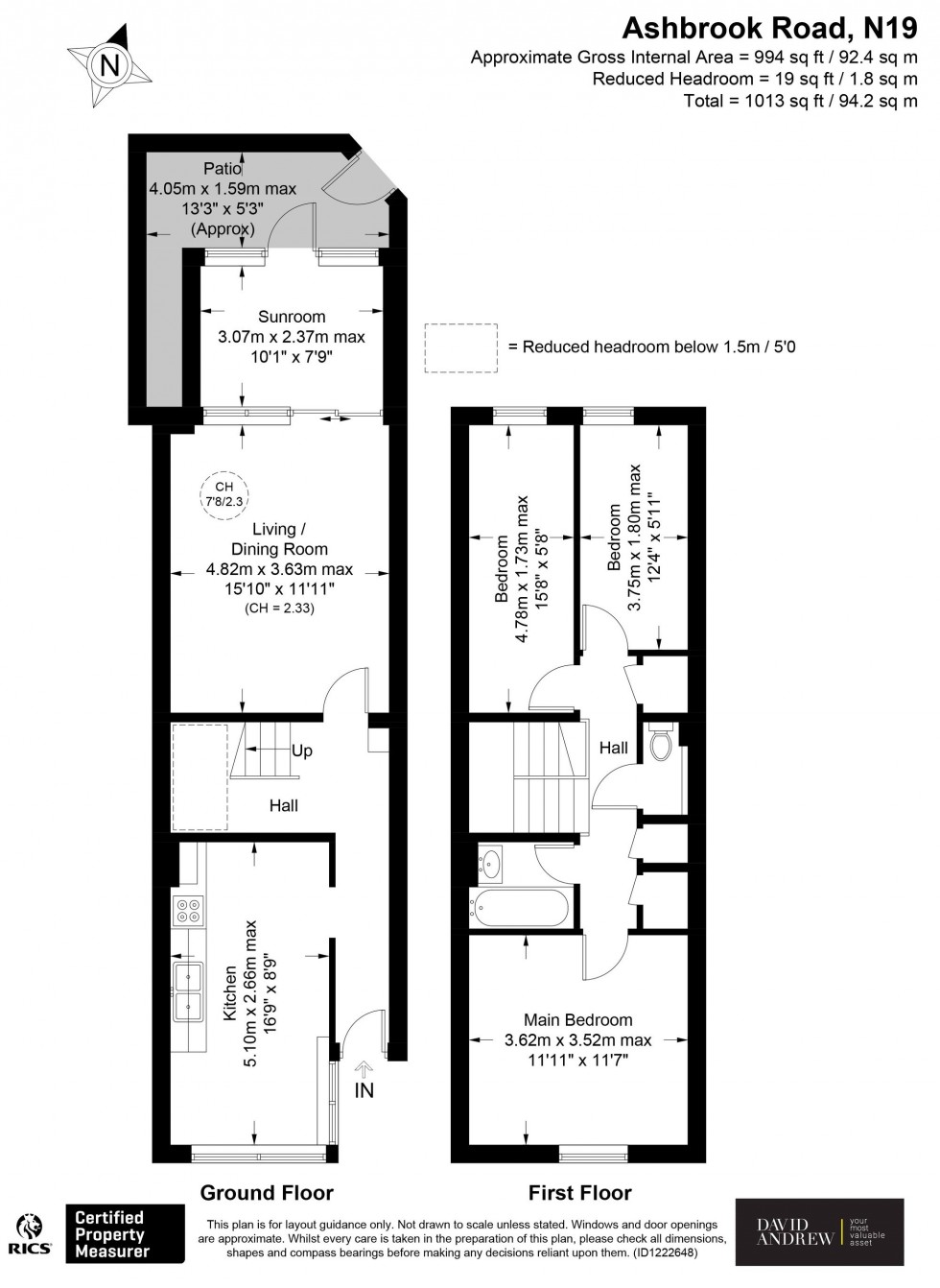 Floorplan for Ashbrook Road, London, N19