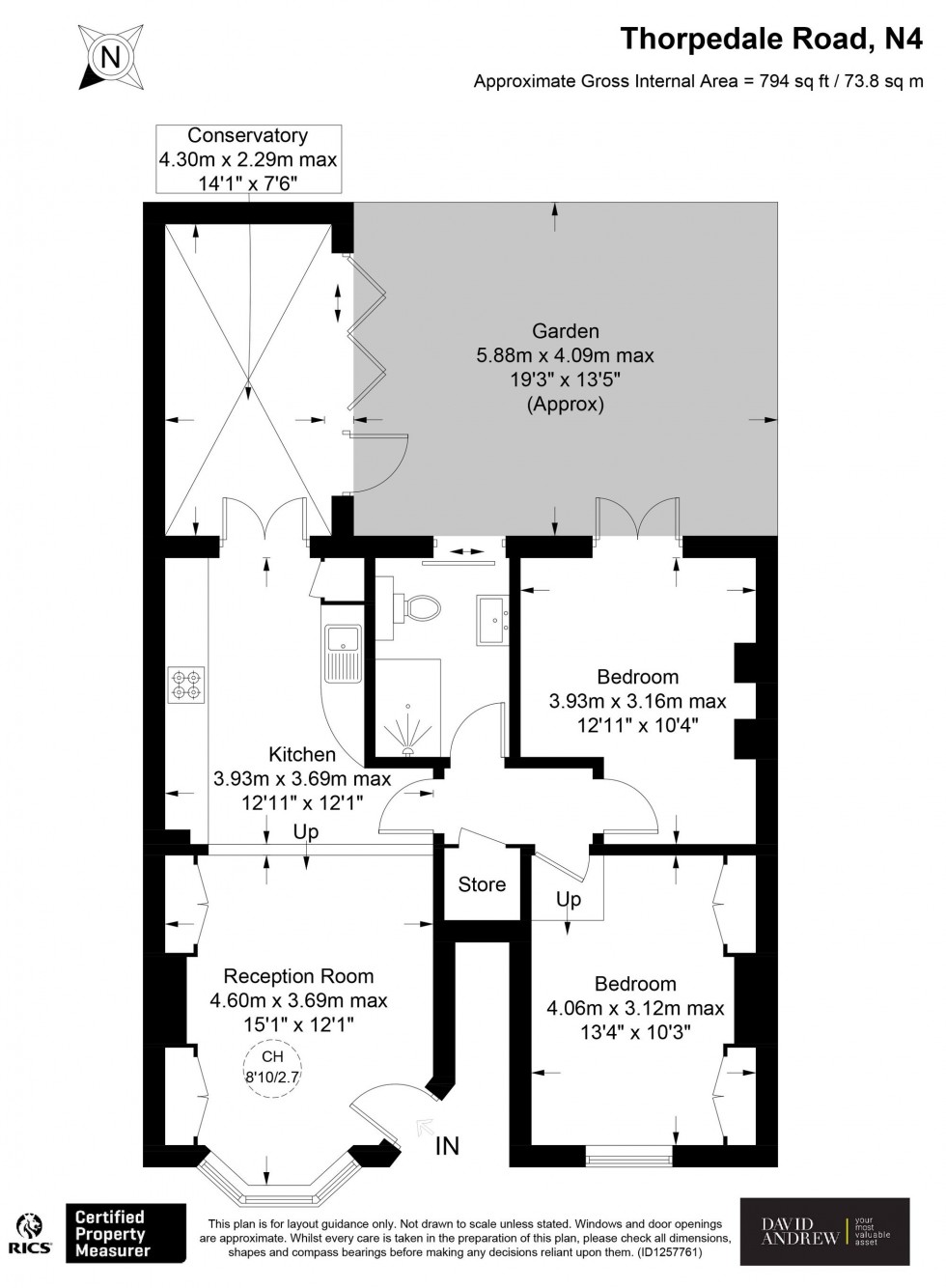 Floorplan for Thorpedale Road, London, N4