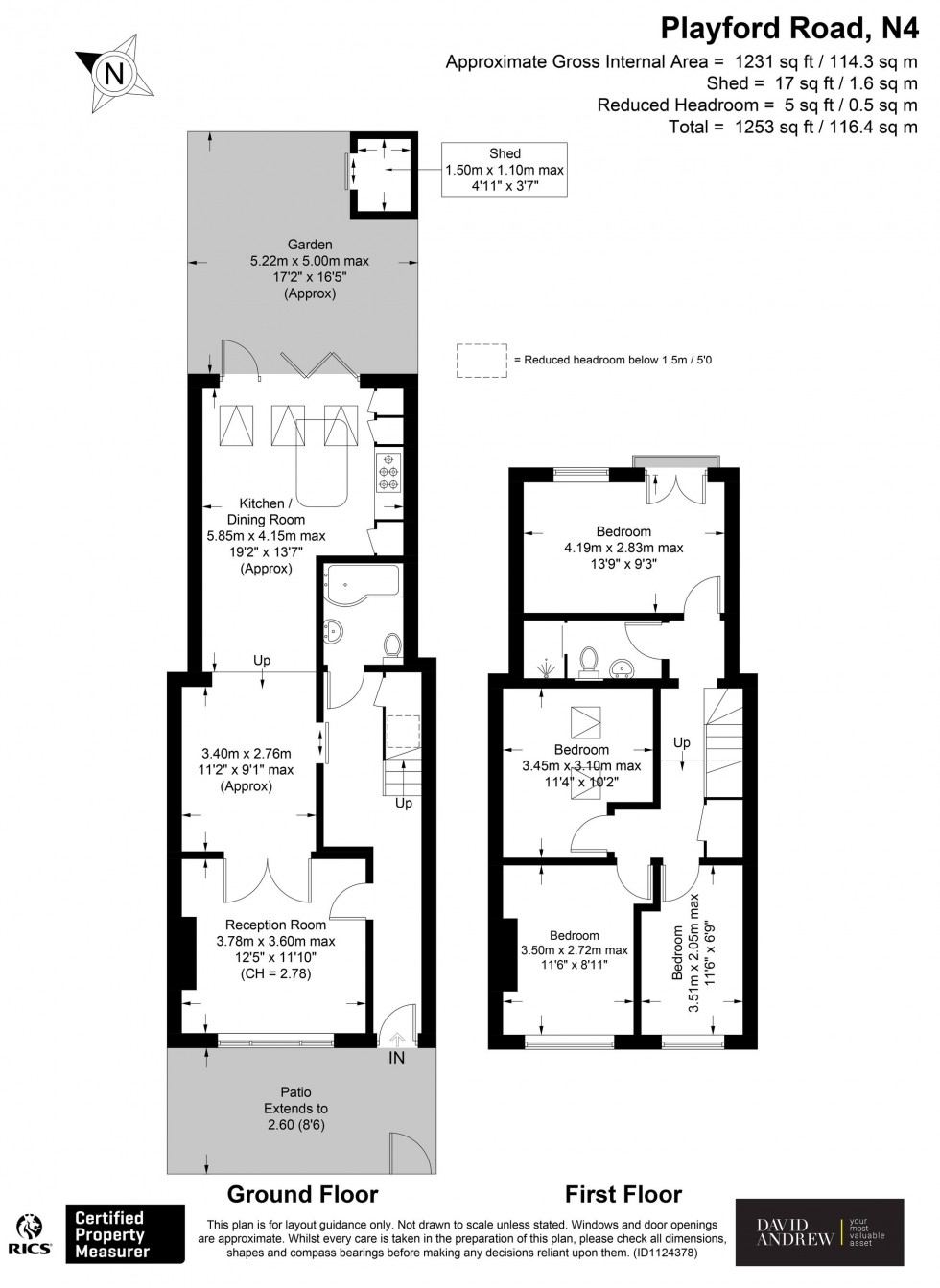 Floorplan for Playford Road, London, N4