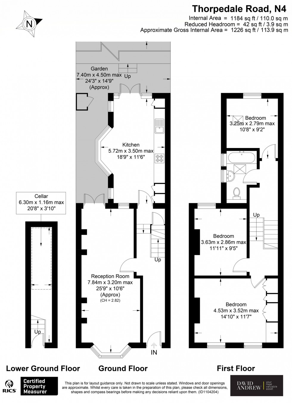 Floorplan for Thorpedale Road, London, N4