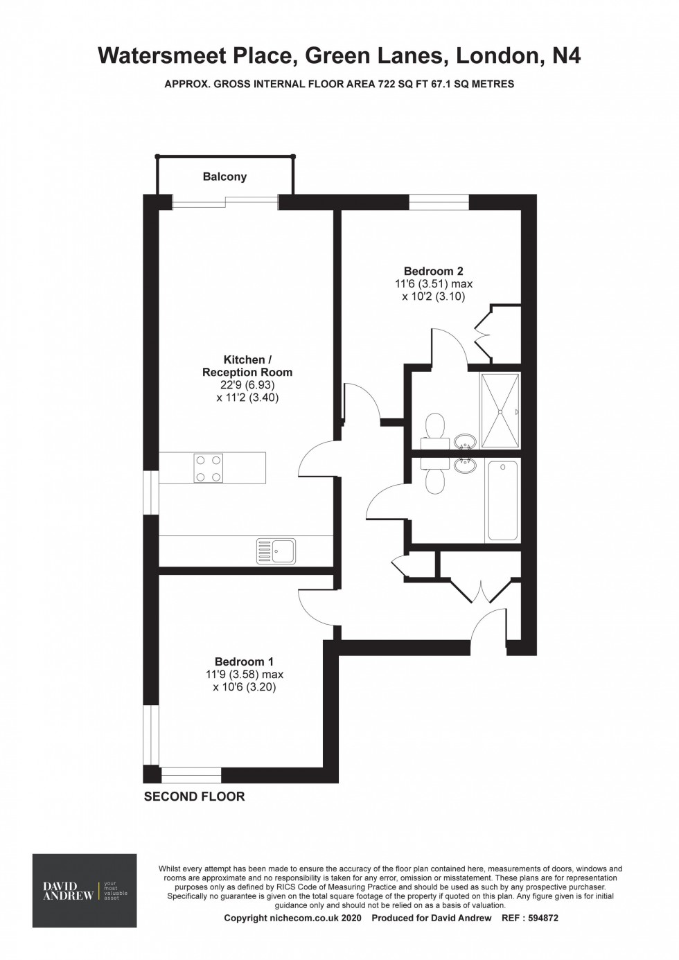 Floorplan for Green Lanes, Watersmeet Place Green Lanes, N4