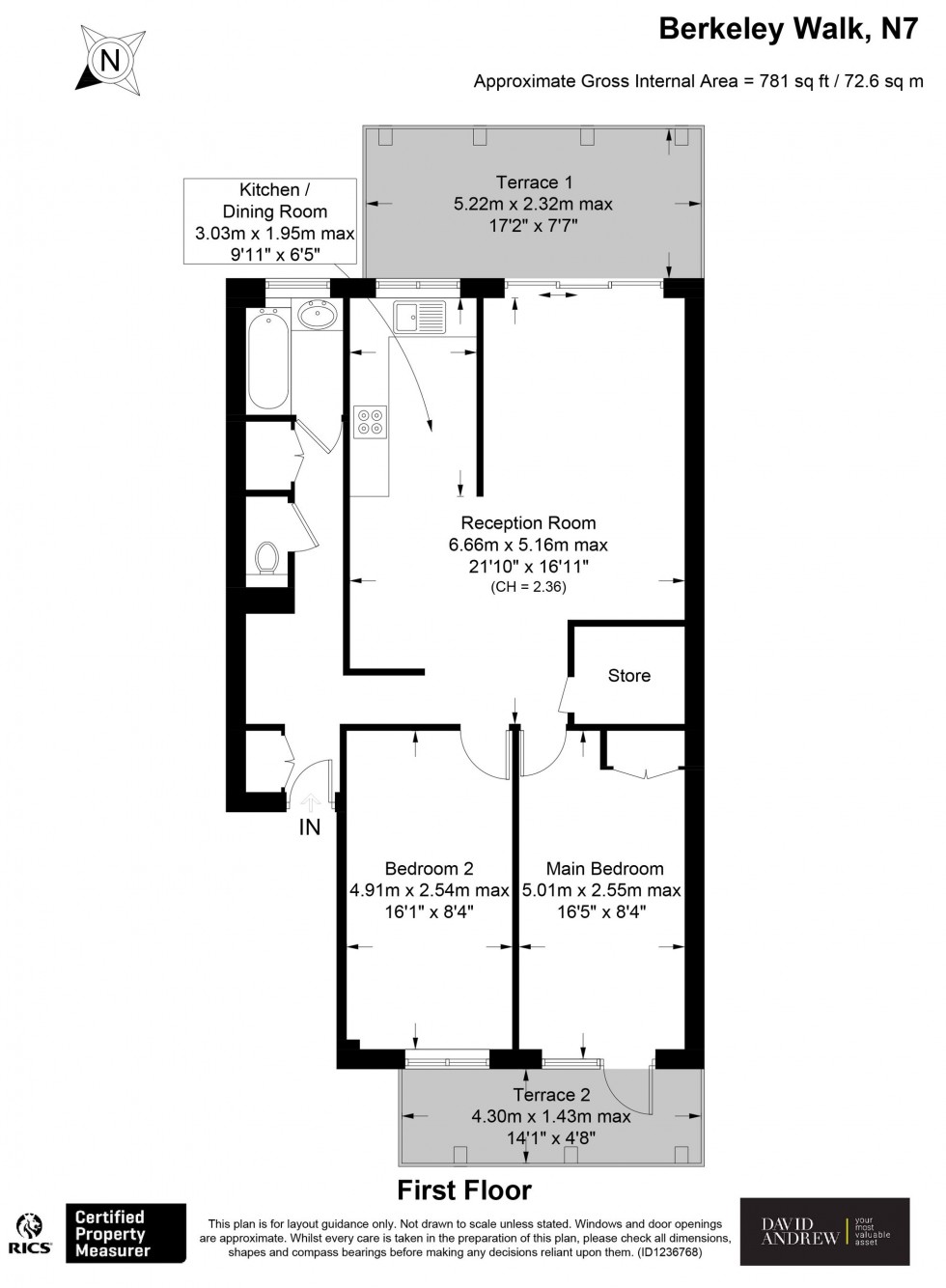 Floorplan for Berkeley Walk, London, N7