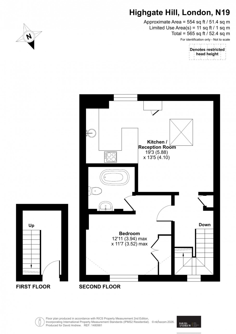 Floorplan for Highgate Hill, London, N19