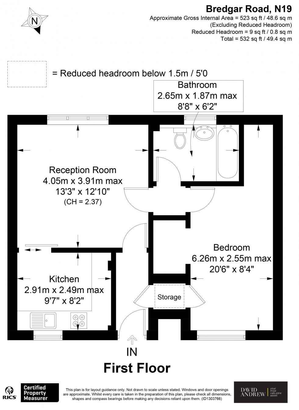 Floorplan for Bredgar Road, London, N19