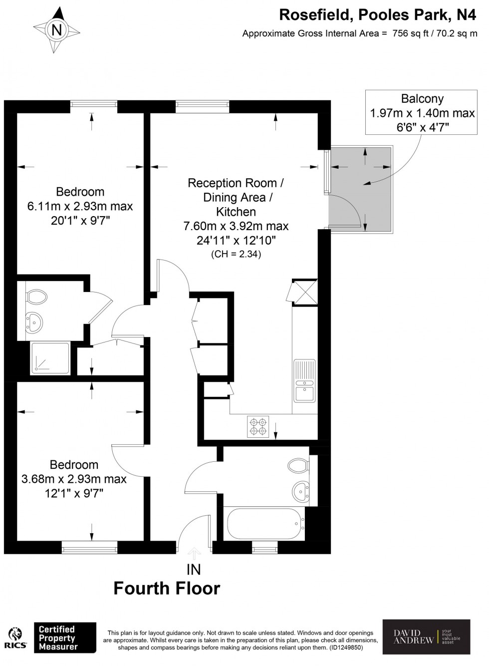 Floorplan for Pooles Park, Rosefield Pooles Park, N4