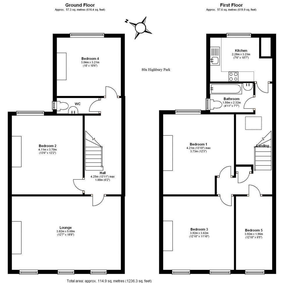 Floorplan for Highbury Park, London, N5